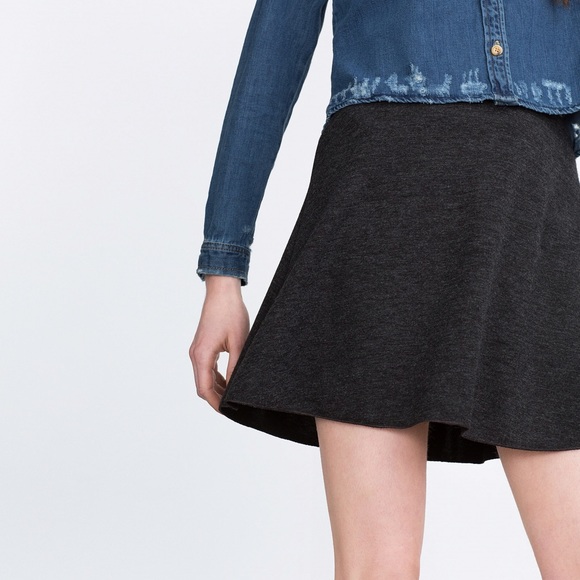 ZARA MINI FLARED SKATER SOFT GRAY SKIRT BRAND NEW WITH TAGS SMALL - Picture 2 of 4